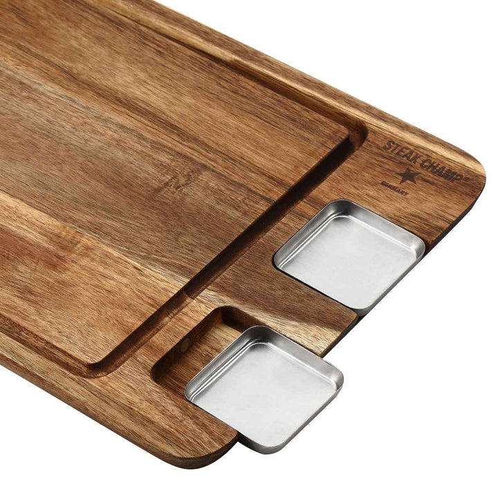 まな板STEAKEATINGBOARDW/STAINLESSSAUCERSアウトドア