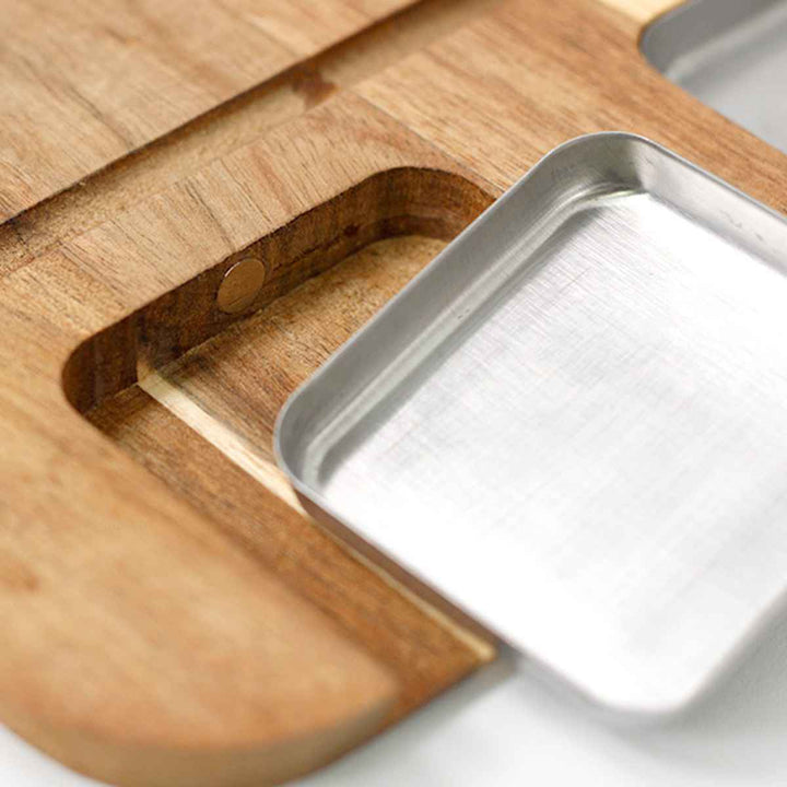 まな板STEAKEATINGBOARDW/STAINLESSSAUCERSアウトドア