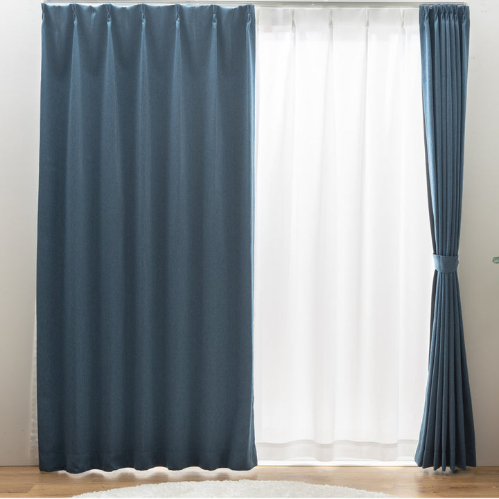 カーテン2級遮光形状記憶カーテン幅100cm×丈105～200cm（2枚組）・幅150×丈178cm（1枚）・幅200×丈178cm（1枚）ネイビー