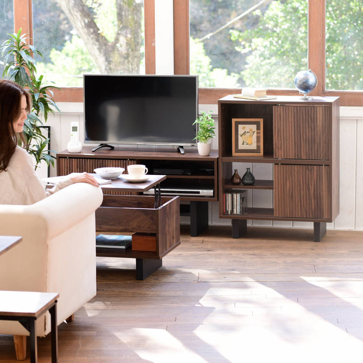 リビングシェルフ和モダン引戸幅67cm