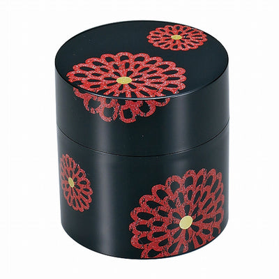 茶筒 350ml 花紋ブラック HAKOYA