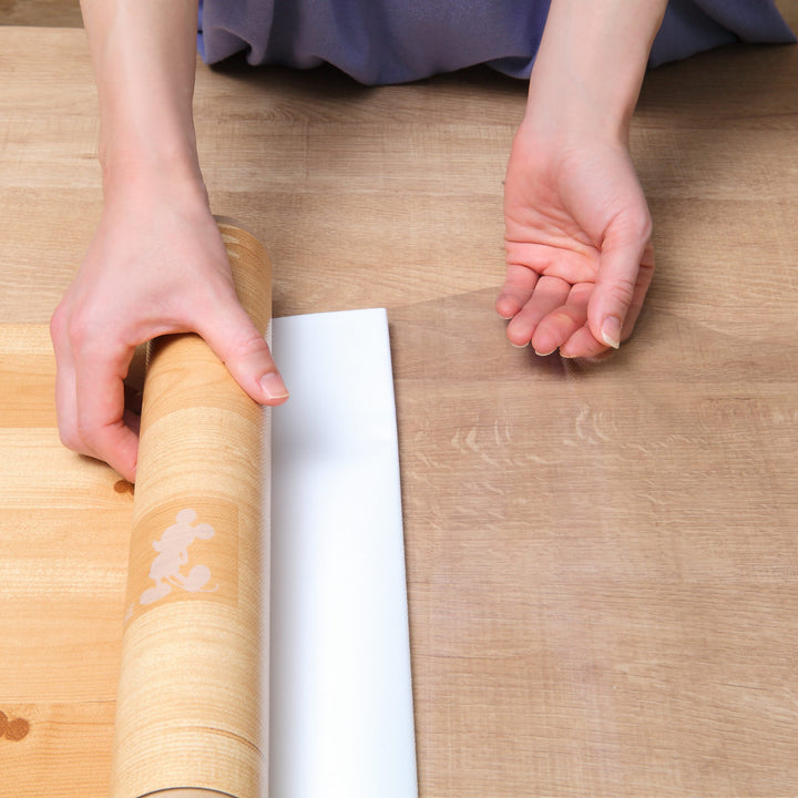 テーブルデコレーション30cm×150cmテーブルクロスウッドミッキーミニー木目調撥水加工ビニール日本製