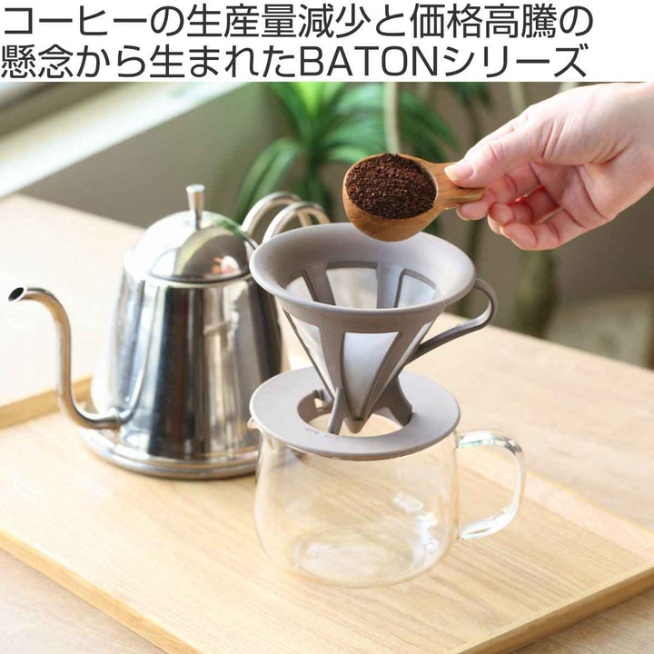 ドリッパー1～4杯用BATONバトンコーヒー粉プラスチック