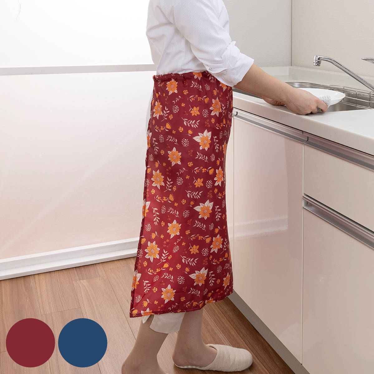 エプロン 花柄 らくらくワンタッチエプロン 小花 – ハウジー