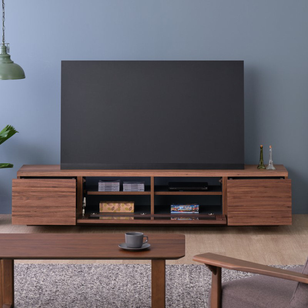 テレビ台 ローボード 北欧風 ルーバーデザイン 幅180cm ウォールナット