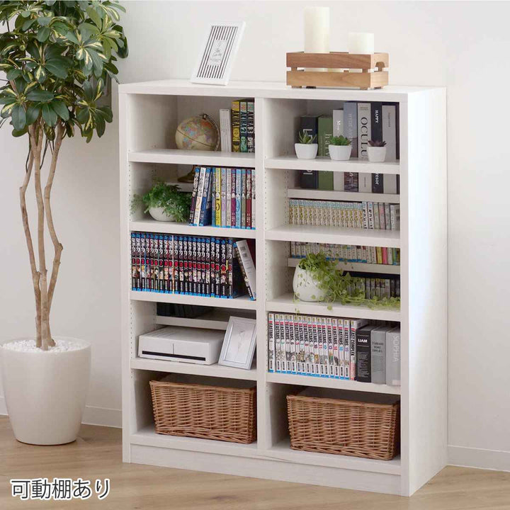 本棚コミックラック5段2列前後棚板幅90cm