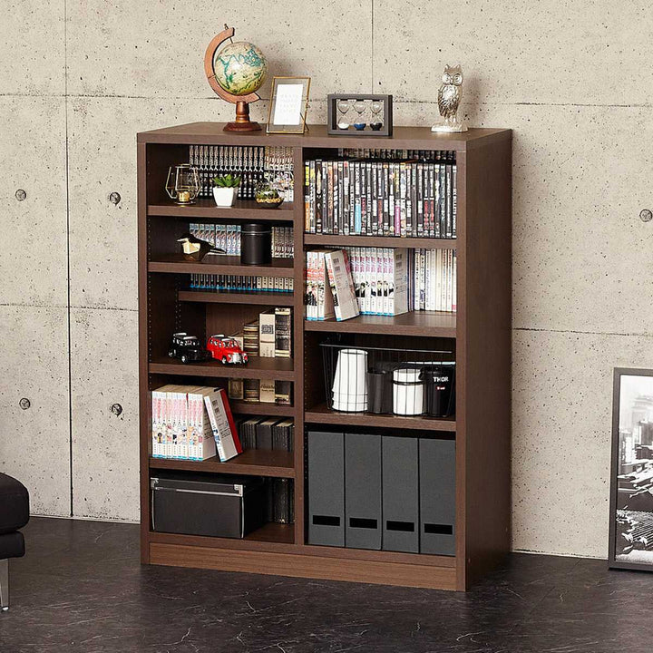 本棚コミックラック5段2列前後棚板幅90cm