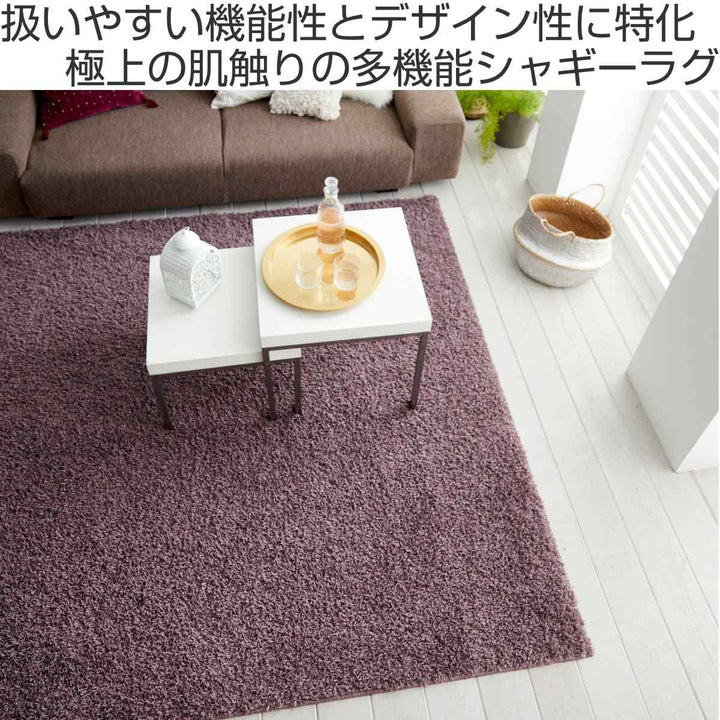 ラグスミノエルーパス261×261cm防ダニアレルブロックシャギーラグ