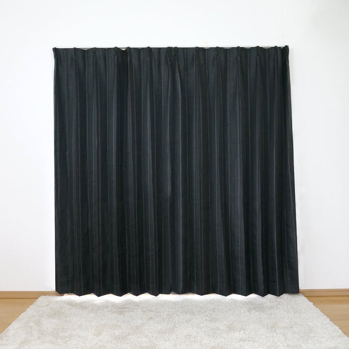 カーテン4枚セット遮光カーテンUVカットレースカーテン幅100cm×丈100～210cmブラック