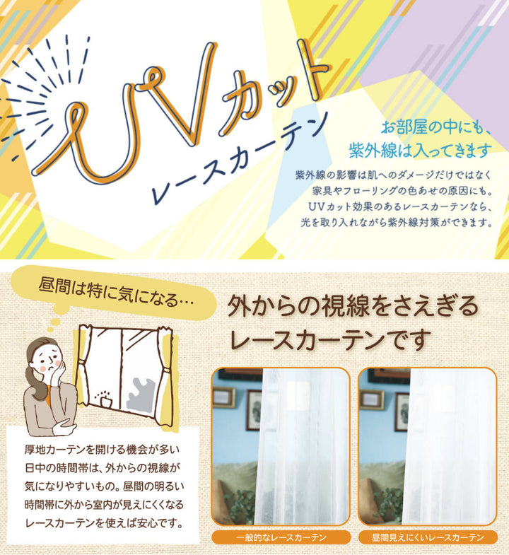 カーテン4枚セット遮光カーテンUVカットレースカーテン幅100cm×丈100～210cmブラック
