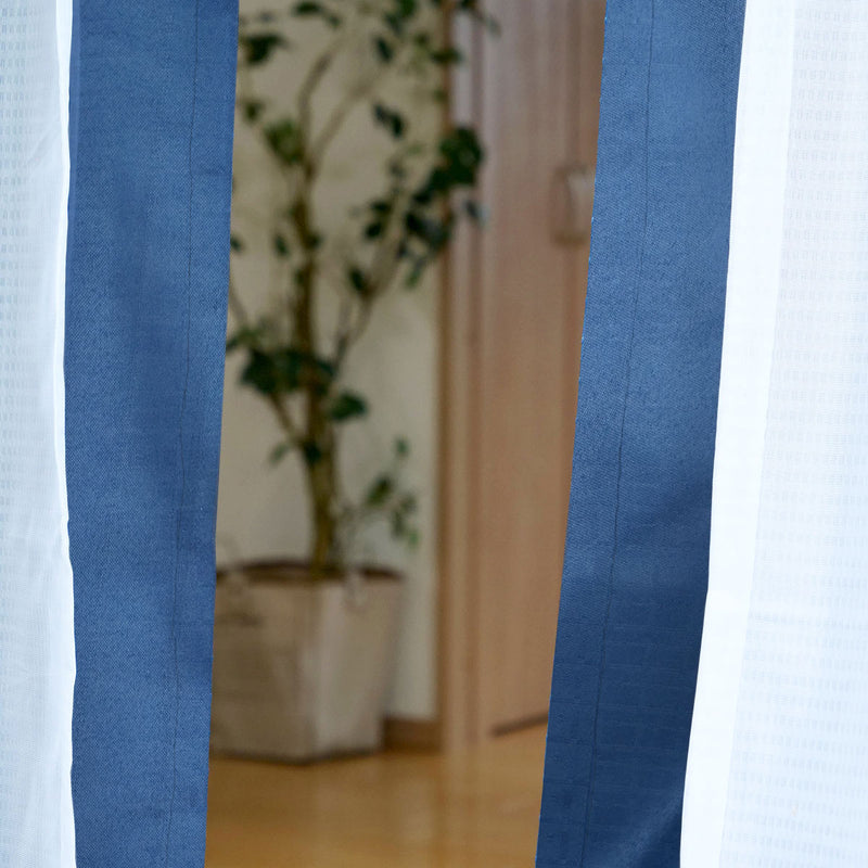 カーテン4枚セット遮光カーテンUVカットレースカーテン幅100cm×丈100～210cmネイビー