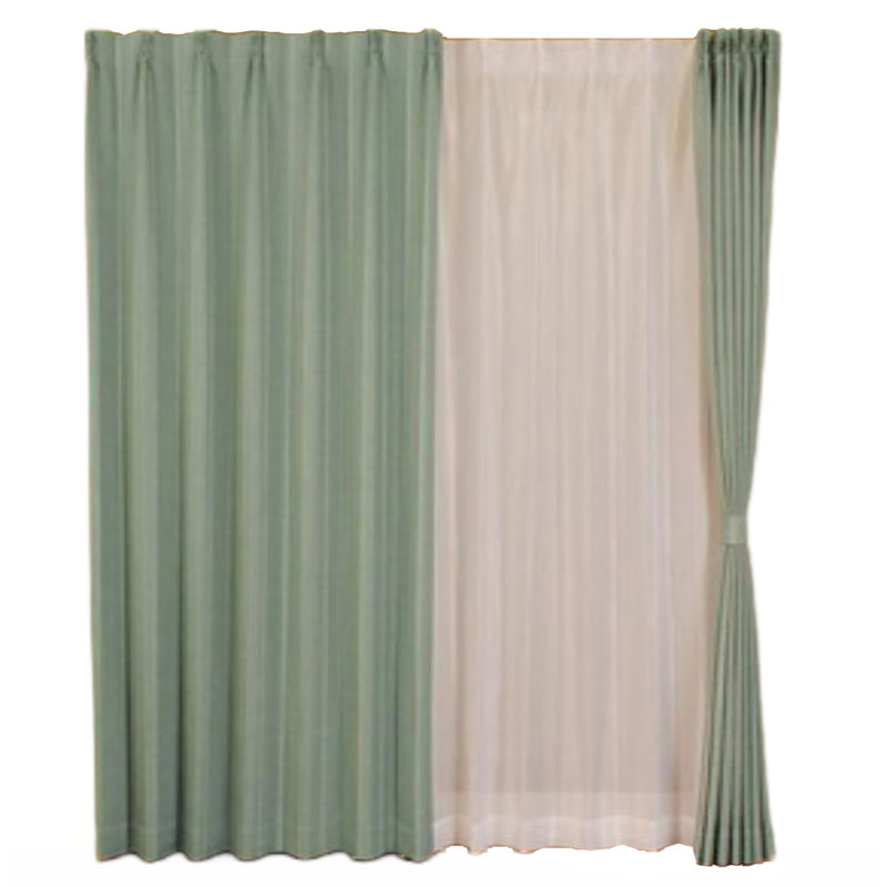 カーテン4枚セット遮光カーテンUVカットレースカーテン幅100cm×丈100～210cmターコイズ