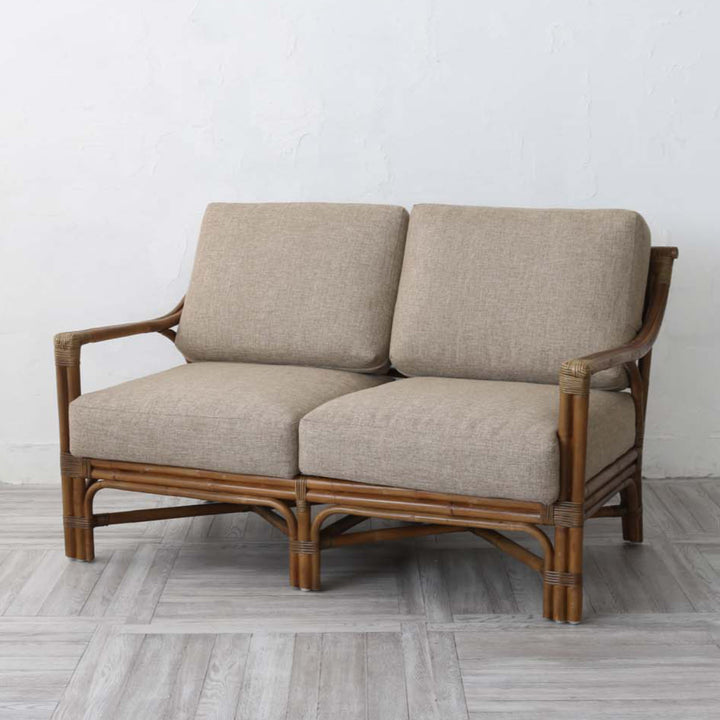 籐ソファ2人掛けクッション付アジアン家具Breeze幅122cm
