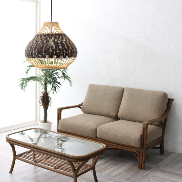 籐ソファ2人掛けクッション付アジアン家具Breeze幅122cm