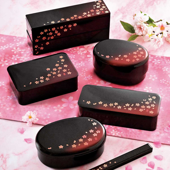 お弁当箱スリム一段ランチ茜桜赤1段550ml