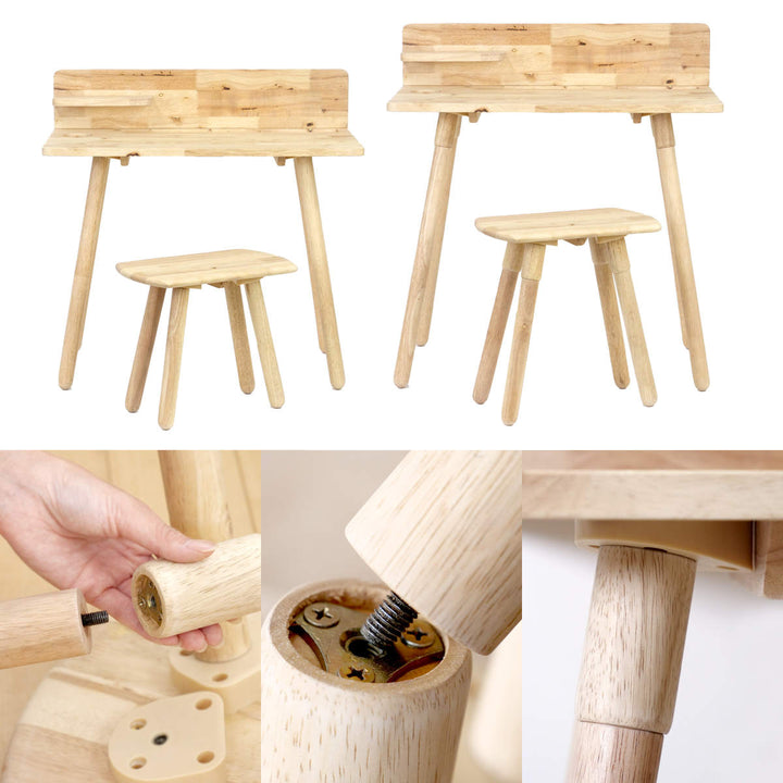 デスクスツールセット天然木