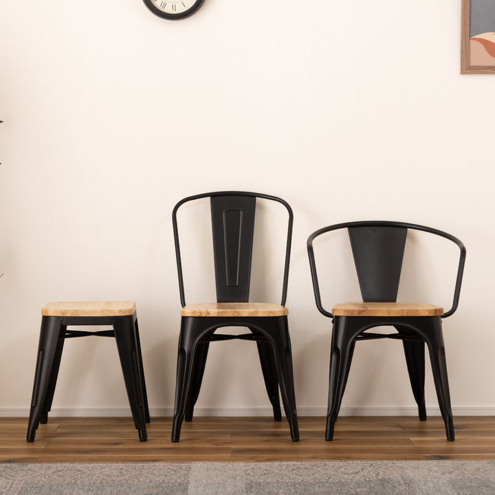 ダイニングチェア座面高44.5cm木製座面肘付き