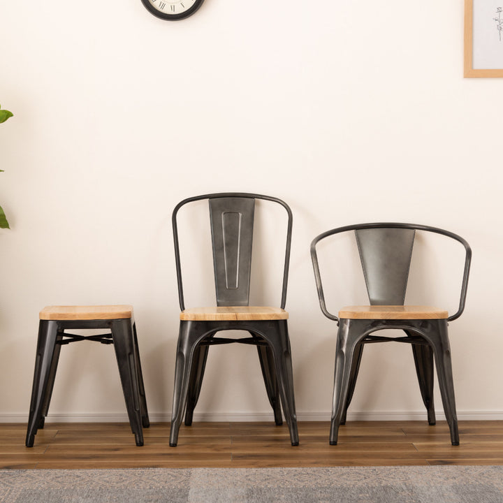 ダイニングチェア座面高44.5cm木製座面肘付き