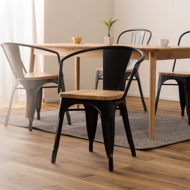 ダイニングチェア座面高44.5cm木製座面肘付き