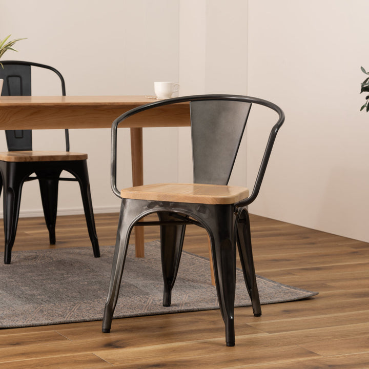 ダイニングチェア座面高44.5cm木製座面肘付き