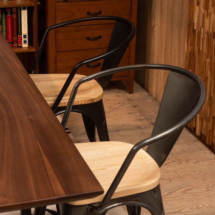 ダイニングチェア座面高44.5cm木製座面肘付き