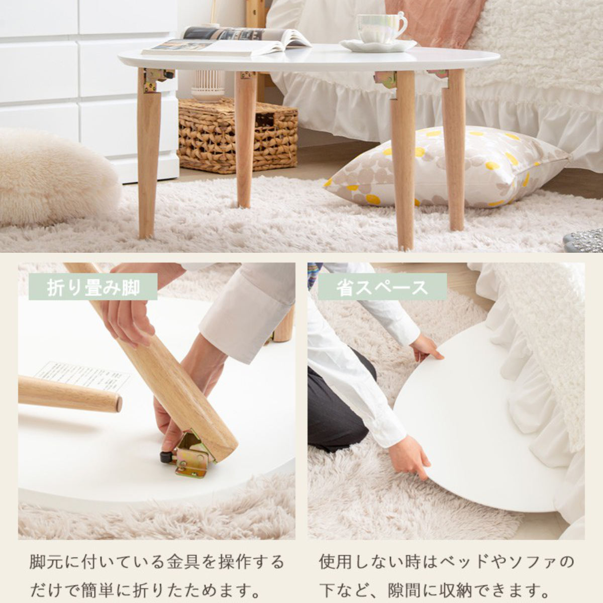 大理石調 折りたたみ木製！送料込！美品！折りたたみ！ ローテーブル 2