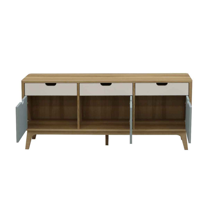 ローキャビネット北欧風引出し3枚扉幅150cm