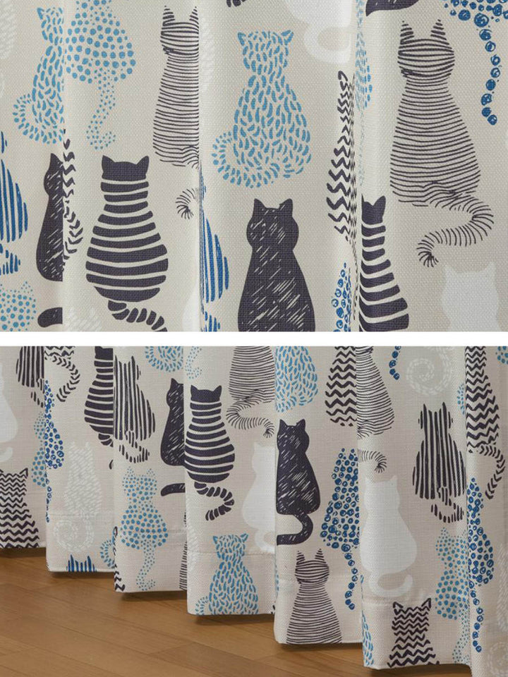カーテンネコ柄セットカーテン100×200cm4枚組ドレープカーテンレースカーテンセット