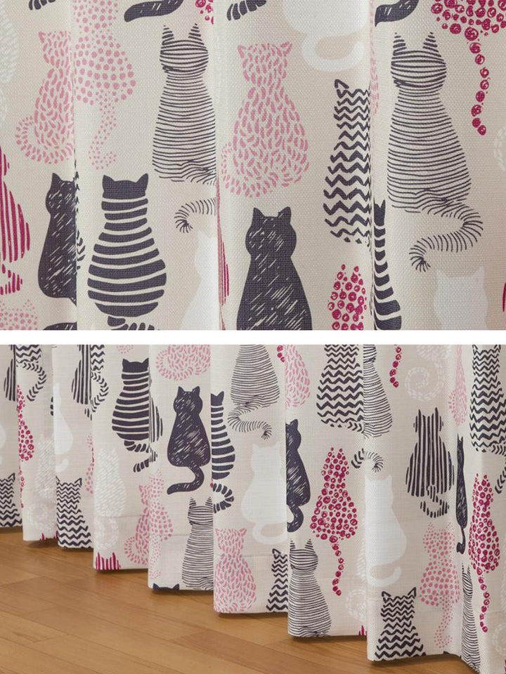 カーテンネコ柄セットカーテン100×200cm4枚組ドレープカーテンレースカーテンセット