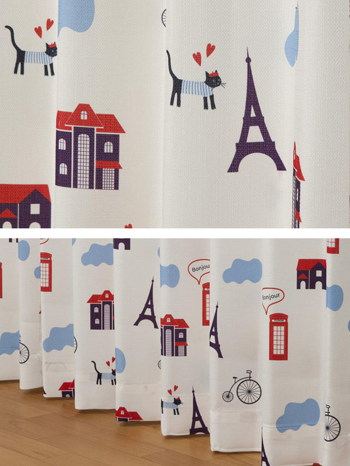 カーテンネコ柄セットカーテン100×200cm4枚組ドレープカーテンレースカーテンセット