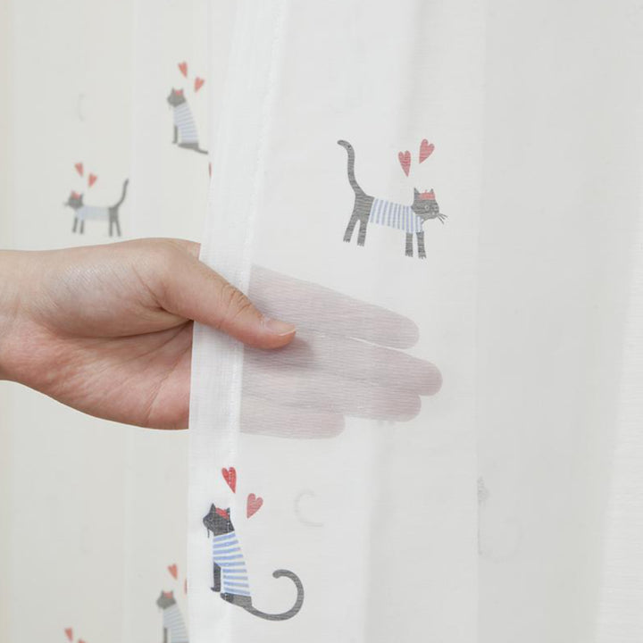 カーテンネコ柄セットカーテン100×200cm4枚組ドレープカーテンレースカーテンセット