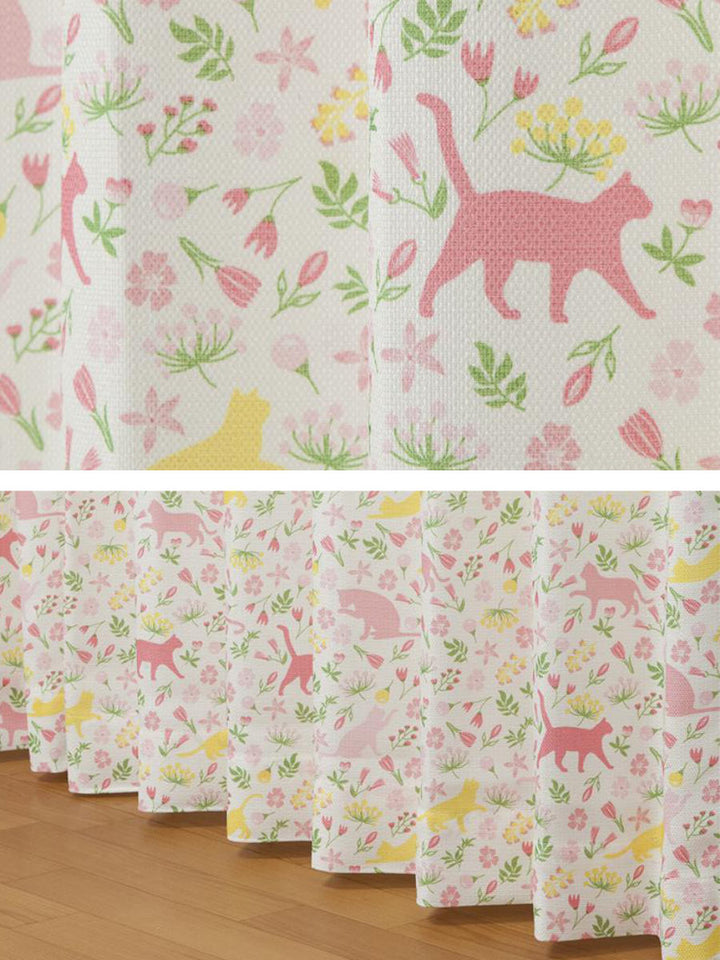 カーテンネコ柄セットカーテン100×200cm4枚組ドレープカーテンレースカーテンセット