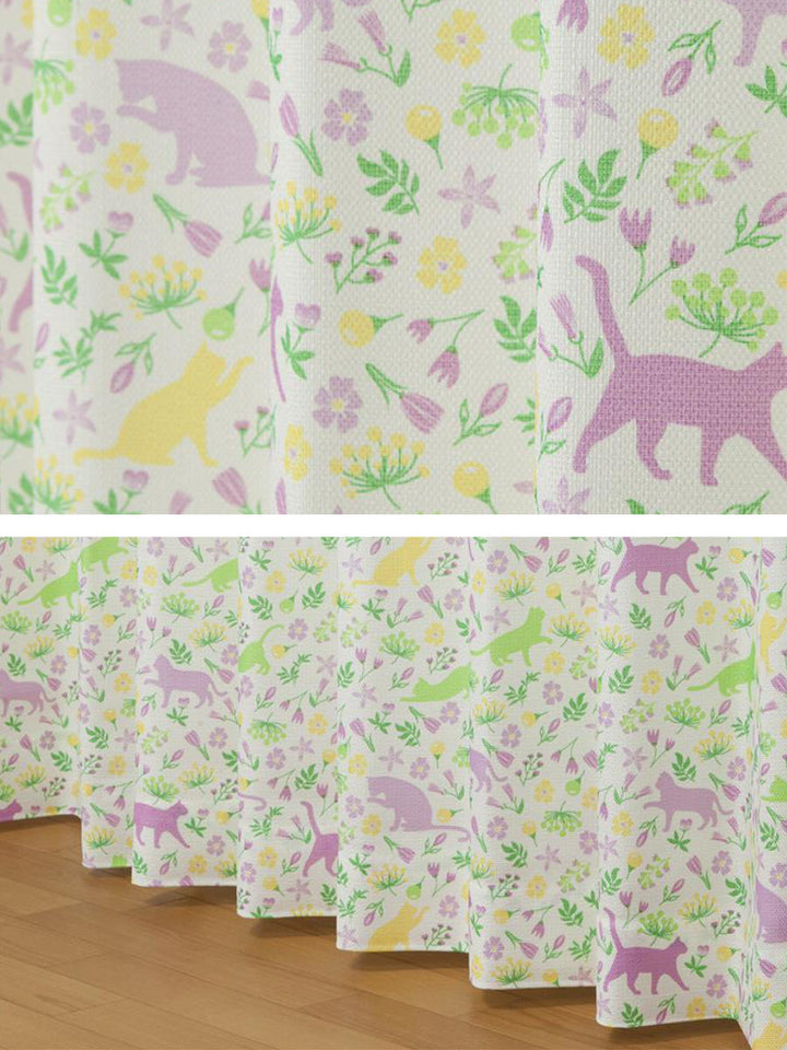 カーテンネコ柄セットカーテン100×200cm4枚組ドレープカーテンレースカーテンセット