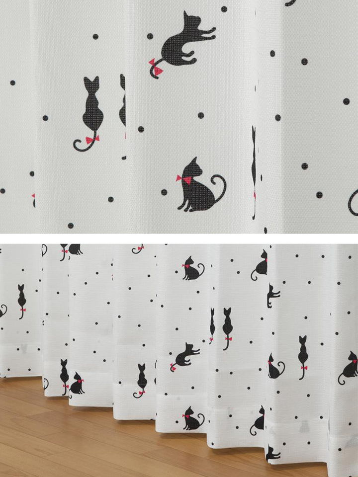 カーテンネコ柄セットカーテン100×200cm4枚組ドレープカーテンレースカーテンセット