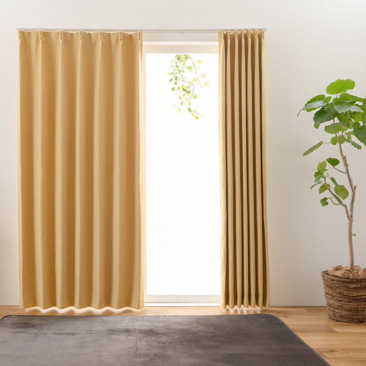 カーテン防炎2級遮光形状記憶100×200cm厚地シンプル無地