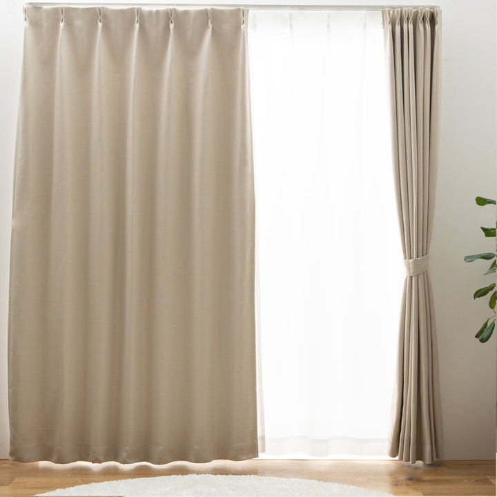 カーテン防炎2級遮光形状記憶100×200cm厚地シンプル無地