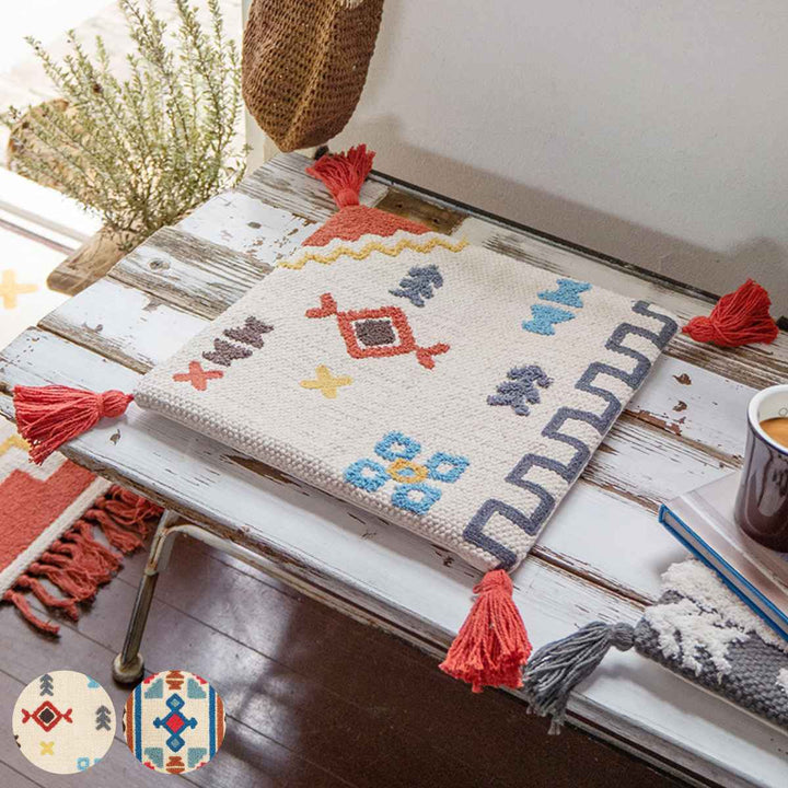 チェアパッド33×33cmボーホータッチエスニックハンドメイド