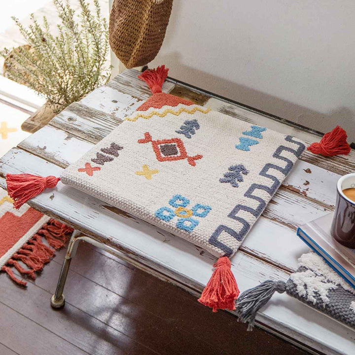 チェアパッド33×33cmボーホータッチエスニックハンドメイド