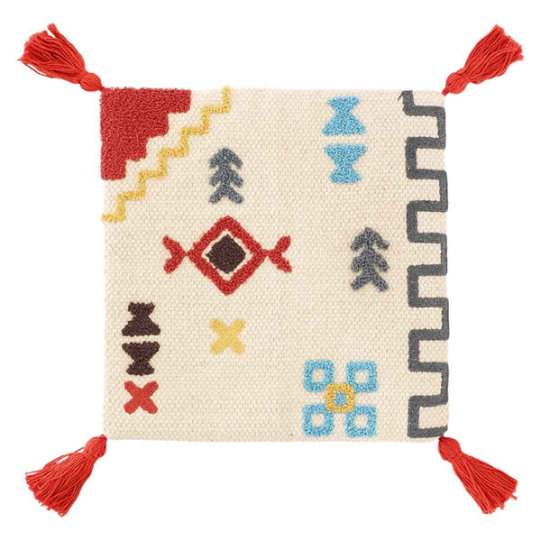 チェアパッド33×33cmボーホータッチエスニックハンドメイド