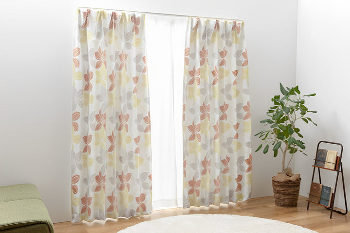 遮光カーテン2級遮光形状記憶花柄幅100cm×丈178cm2枚組