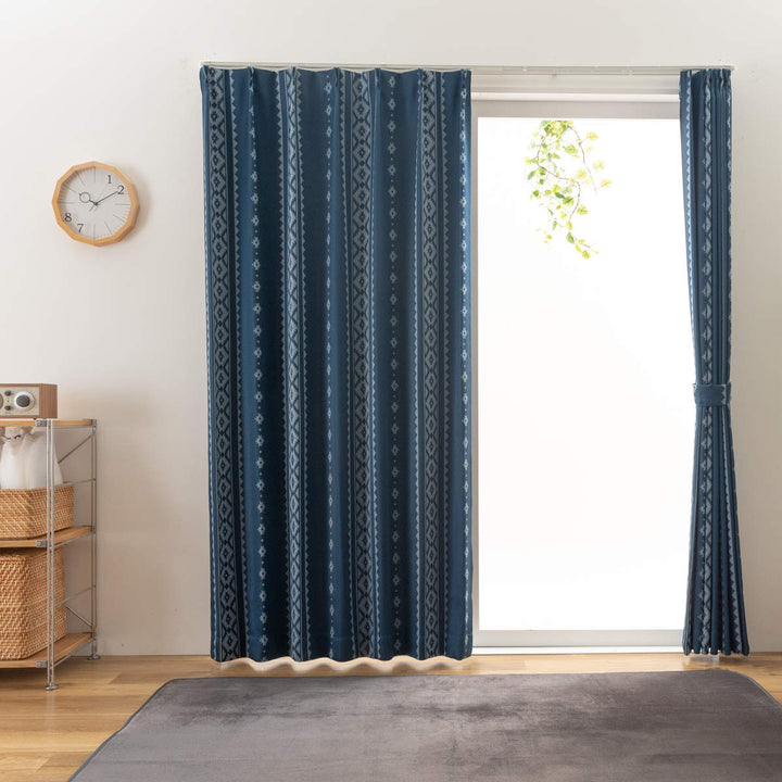 遮光カーテン2級遮光形状記憶北欧柄幅100～200cm×丈105～230cm