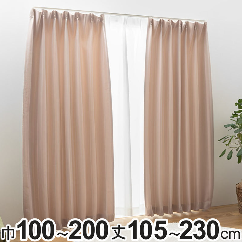遮光カーテン3級遮光ストライプ柄幅100～200×105～230cm2枚組1枚入りピンク