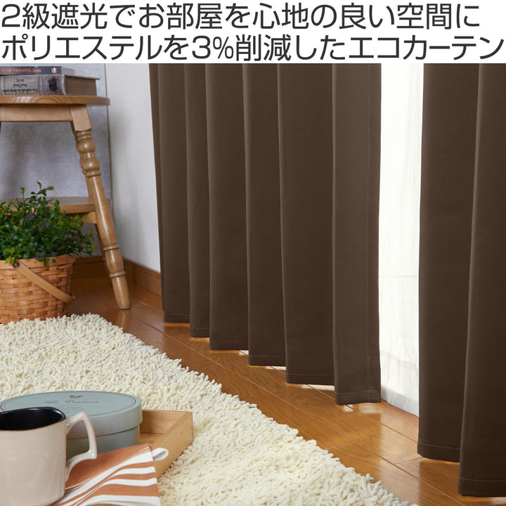 カーテンドレープカーテン2級遮光エコ100×200cm2枚組