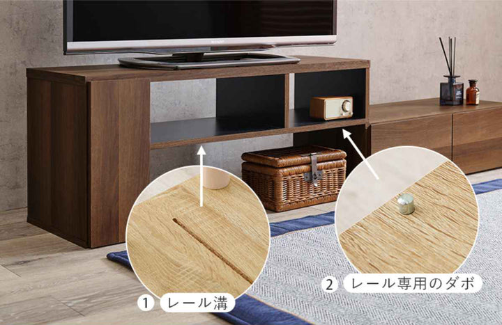 テレビ台伸縮式北欧風引出しタイプ幅95-169cm