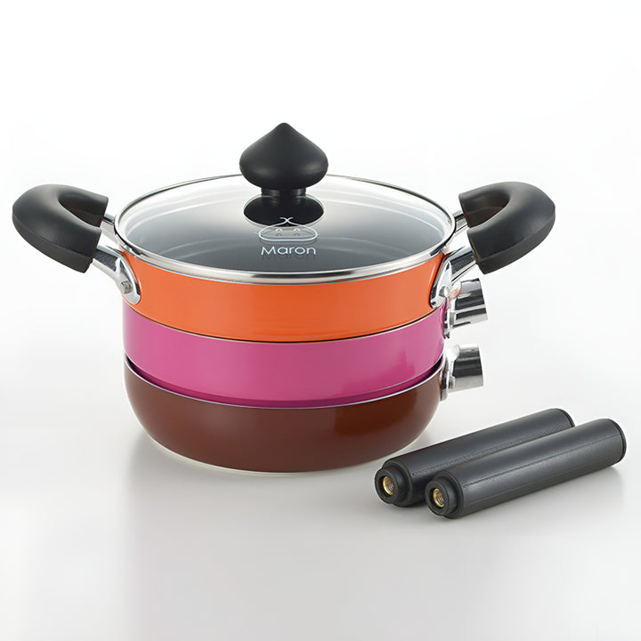 鍋フライパン6点セット18cmIH対応コンパクトマロンポットパン