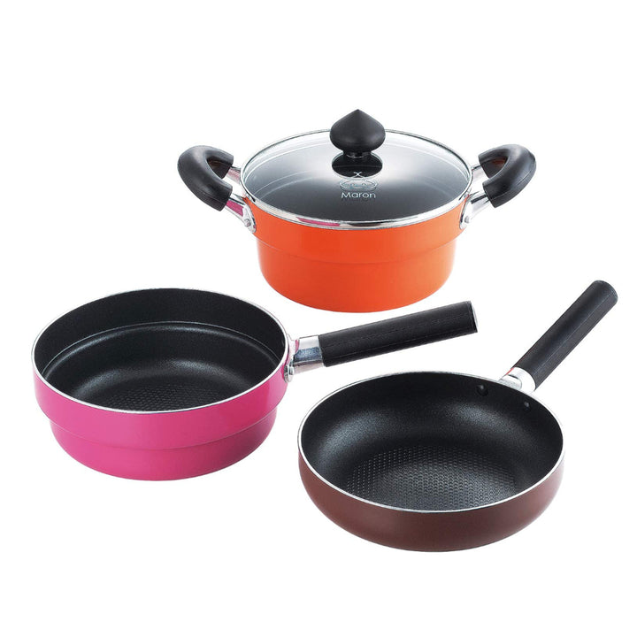 鍋フライパン6点セット18cmIH対応コンパクトマロンポットパン