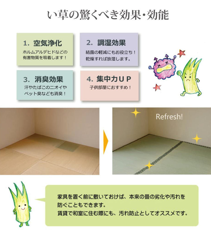 上敷き純国産い草カーペット双目織『松』本間3畳約191×286cm