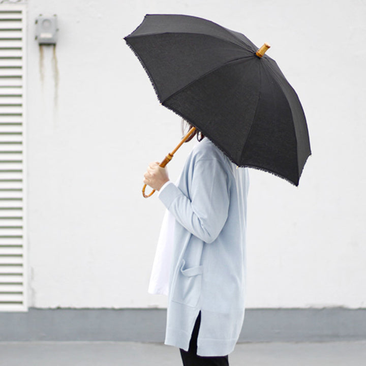 日傘SURMER麻無地ベルクロテープ長傘晴雨兼用日本製