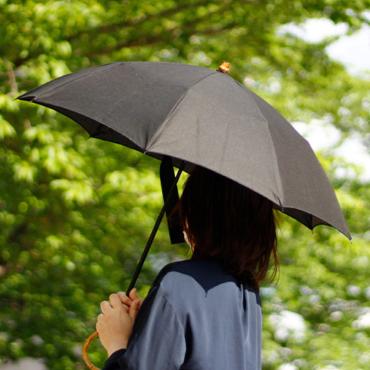 日傘SURMER麻無地ベルクロテープ折りたたみ晴雨兼用日本製