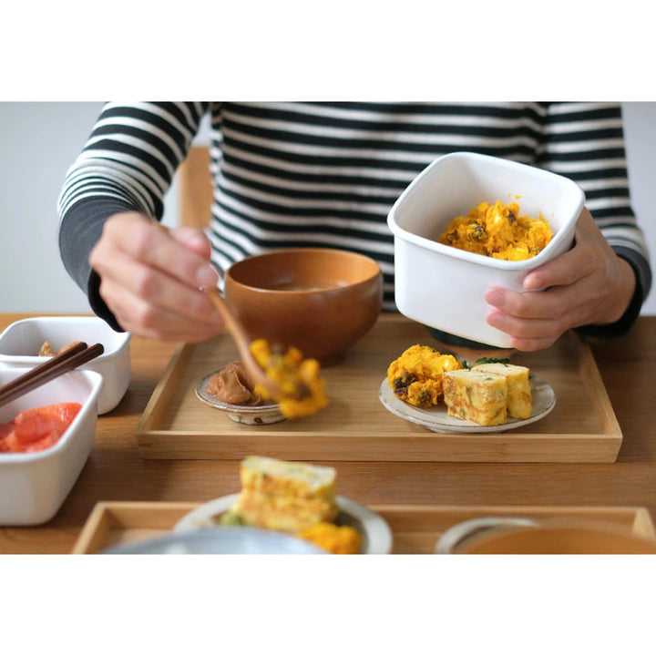 保存容器800ml野田琺瑯ホワイトシリーズスクエアMシール蓋付きWS-M